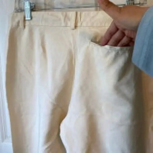 J.McLaughlin 100% Silk Beige Flare Leg Dress Pants Women Size 10 Pockets - Picture 7 of 7